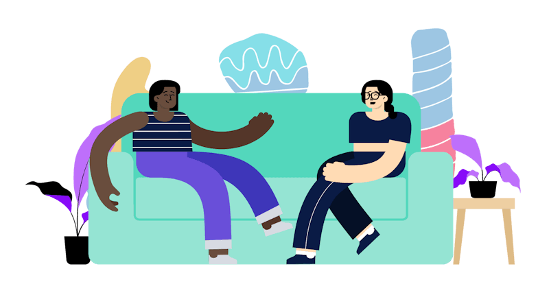 People sitting on a couch in a peaceful setting